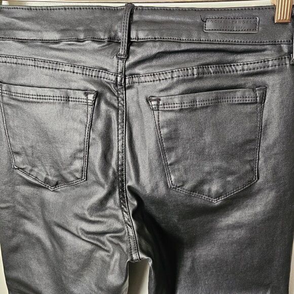 EUC SOCIAL STANDARD BY SANCTUARY ANKLE SKINNY BLACK COATED TWILL PANTS SIZE 6 - Picture 4 of 14